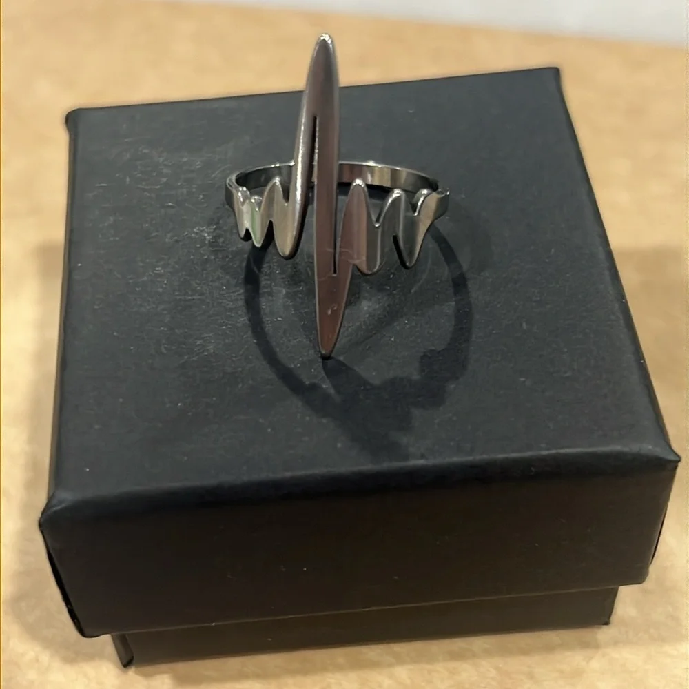 Stainless Steel Heartbeat Ring